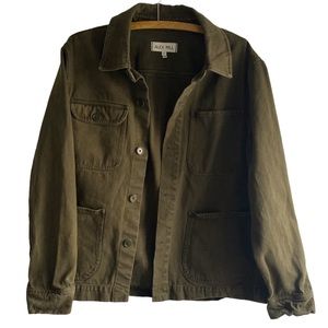 Alex Mill Mens Garment Dyed Work Jacket in Recycled Denim Military Olive Medium